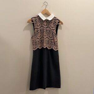 Halogen Dress with Blush Lace Bodice and Detachable Collar
